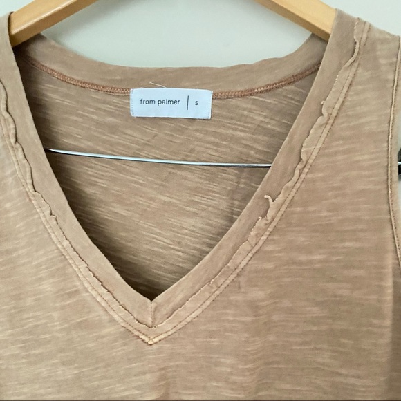 FROM PALMER Brown Tie Front Vneck Tank Top - Picture 2 of 8